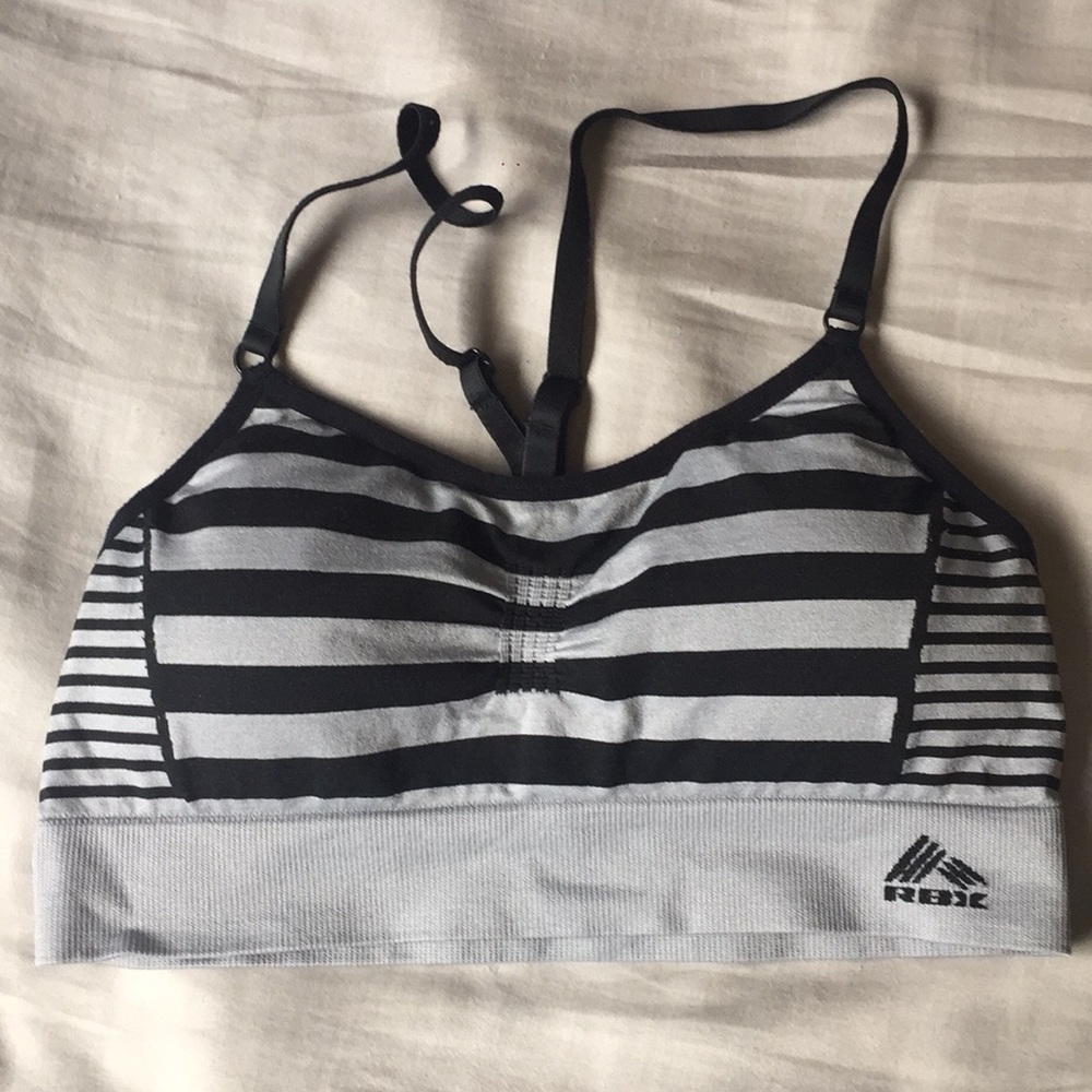 Black and grey sports bra